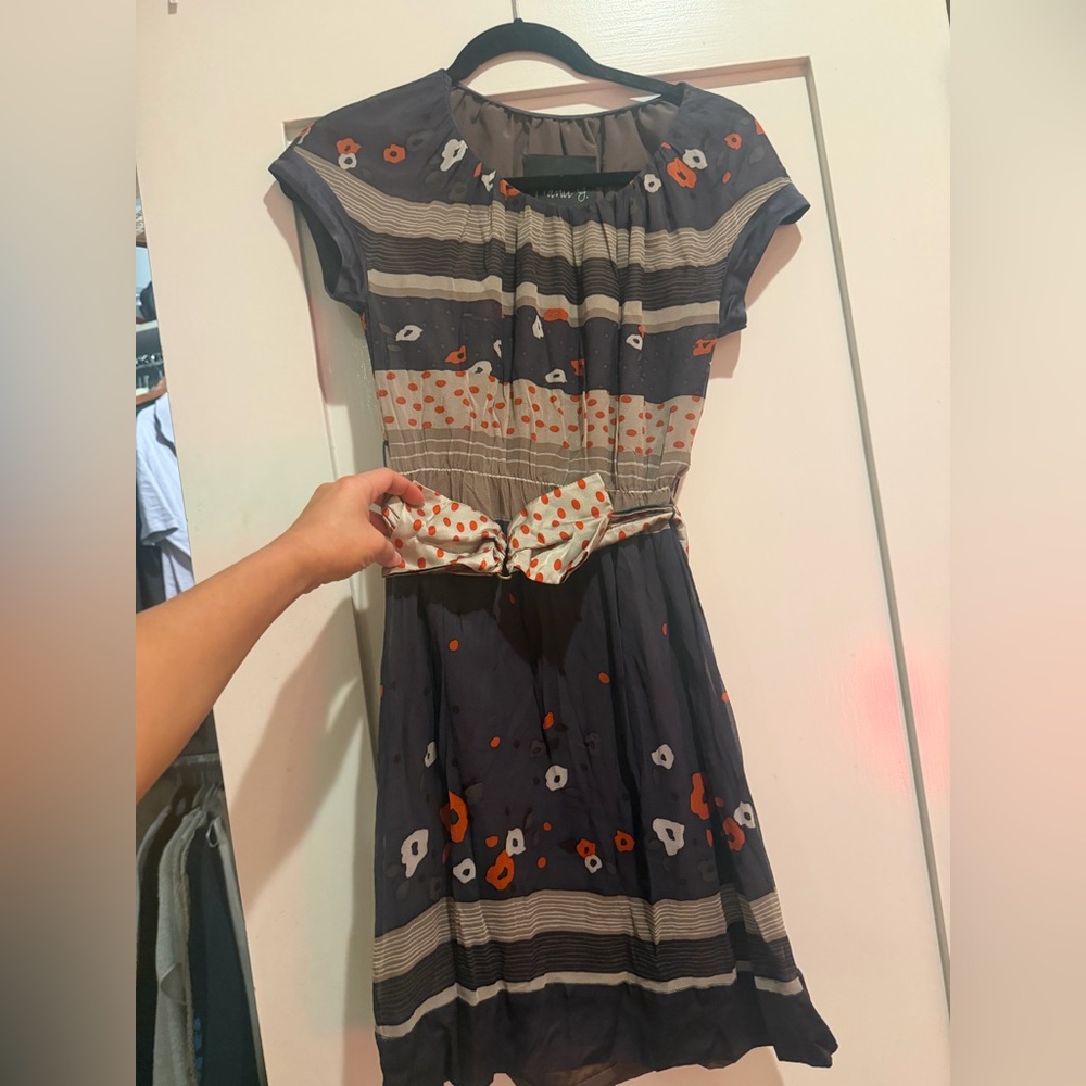 Floral Mini Dress - Black and Orange
